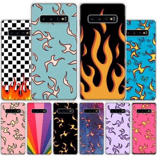 Blue Red Flame Fire Cover Phone Case For Samsung Galaxy S10 S20 FE Ultra Note 10 9 8 S9 S8 Plus Pro Lite S7 S6 J4 J6 + Coque