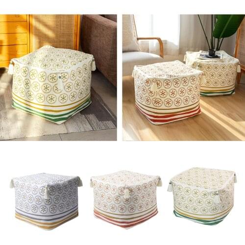 Boho Pouf Cover Unstuffed Pouf Tufted Footrest Cushion Big Tassels Handwoven Footstool/Cushion Cover Bedroom Living Room Decor