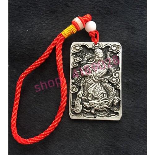 Pure white copper, embossed Guan Gong pendant, handicrafts collection