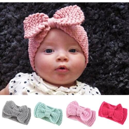 Knitting Wool Headband for Baby Soft Wool Winter Warm Earmuffs Baby Girls Boys Big Knot Hairband Hair Accessories