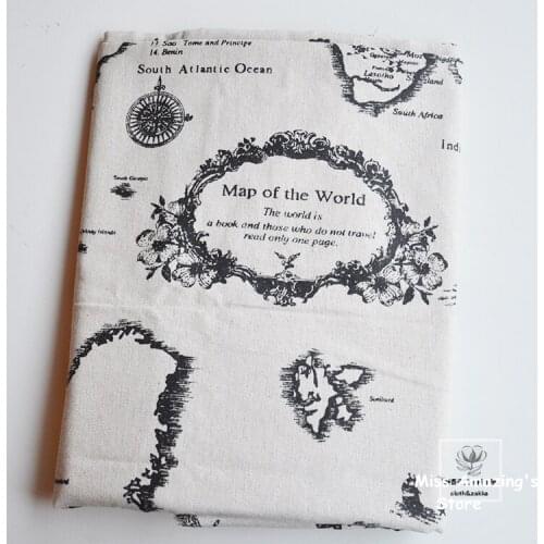 50x150cm Cotton World Map Fabric Cloth DIY Handmade Sewing Patchwork Sofa Pillow Cover Curtain Tablecloth Doll Wallet Bag