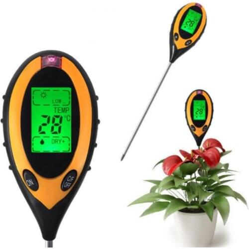 Four In One Soil Ph Tester Electronic Soil Detector Soil and Temperature Meter Light Count Humidity Display Tester