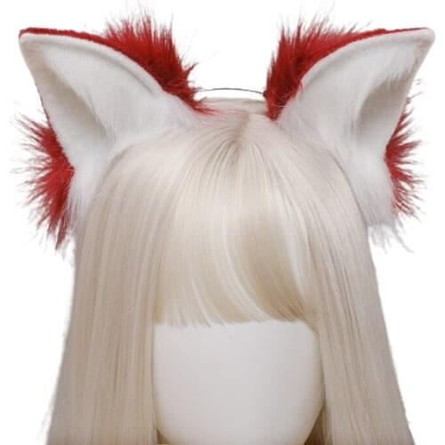 K1ME Handmade Furry Animal Ears Headbands Kawaii Hair Hoop for Halloween Fancy Dress Cosplay Headpiece Party Supplies