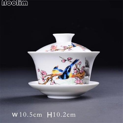 Ceramic Hand Painted Kung Fu Gaiwan Creative Office Teacups Chinese Tea Bowl with Cover Teaware Accessories Home Drinkware
