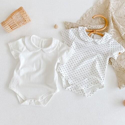 Korean Style Summer Baby Girls Clothes Short Sleeve Cotton Newborn Baby Girl Bodysuits Infant Baby Girls Jumpsuit