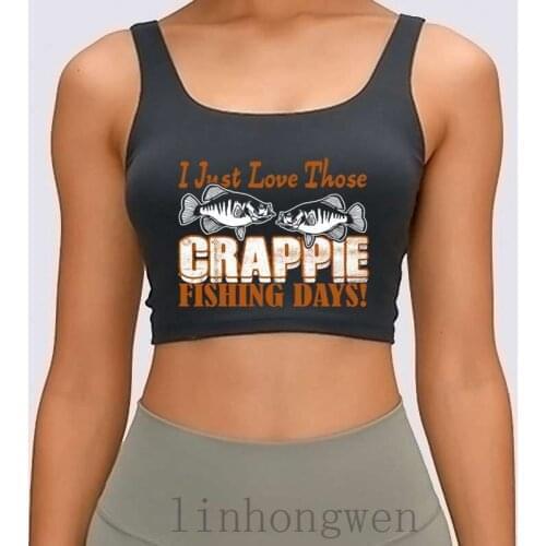 Crappie Fishing Day Women Tank Top Authentic Spring Autumn Vintage Round Neck Cute Printed Letters Crop Top
