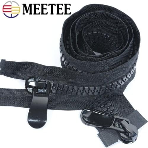 Meetee 8# 15# 70-400cm Resin Zippers Double Open End Large Zipper Two-way for Long Down Jacket Tent Zippers Sewing Accessories