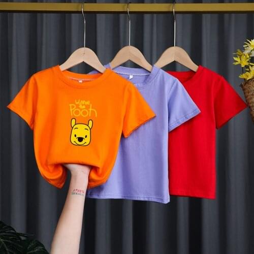 Disneys Cute Winnie The Pooh Summer New Clothes Girls Short Sleeve Tops Kids Boys Casual Tee Childrens T-shirt Dropship