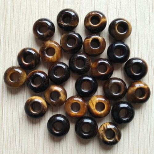 2016 Fashion top quality natural tiger eye stone round shape big hole beads For Charms Bracelet 50pcs/lot wholesale free