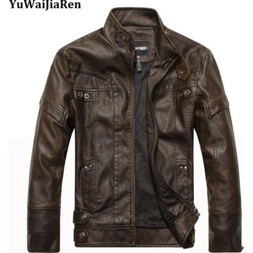 YuWaiJiaRen Motorcycle Leather Jackets Men Winter Leather Clothing Men Leather Jackets Male Business Casual Coats Bomber Jacket
