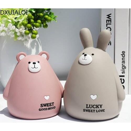Cartoon rabbit piggy bank ornaments nordic animal piggy bank creative cute piggy bank childrens room decoration DXUIALOI