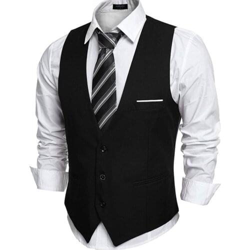 Black Casual Men Waistcoat for Wedding Single Breasted One piece Suit Vest V-Neck Custom Man Fashion Waist Coat Europen Size