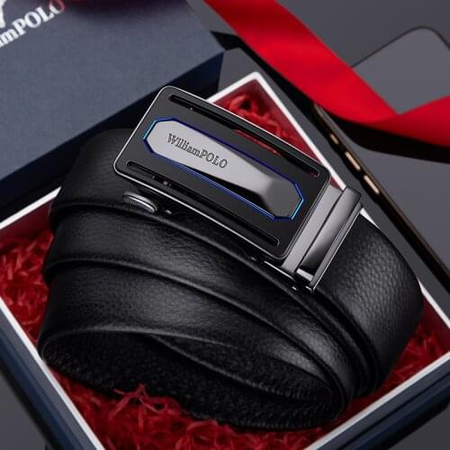 Men Belt Geunine Leather Top Quality Luxury Metal Automatic Buckle Male Black Adjustable Belts Fashion Casual Cowhide Strap 2021
