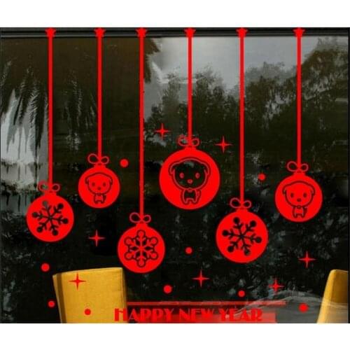 Glass window door decoration Stickers Wall sticker Happy new year festive living room dressing Store Shop decals painting Banner