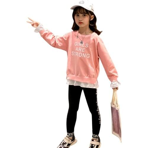 Girls Clothing Sweatshirt + Leggings Teenage Girls Clothing Patchwork Clothes Girl Spring Autumn Tracksuits For Children