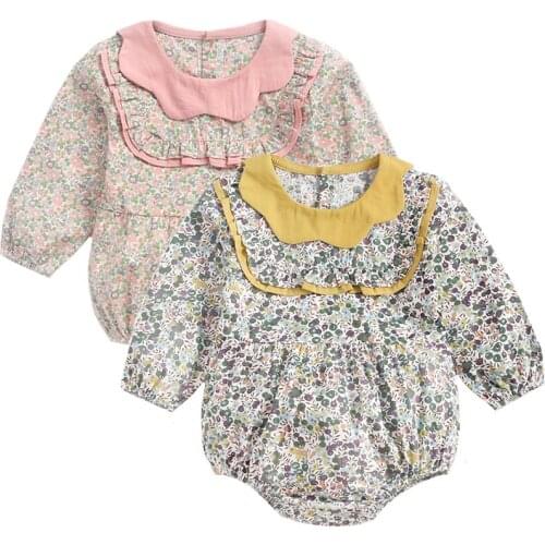 Baby Girl Clothes Twins Baby Vintage Floral Jumpsuit Clothing Newborn Clothes Bodysuit Kids Cotton Outfit Clothing