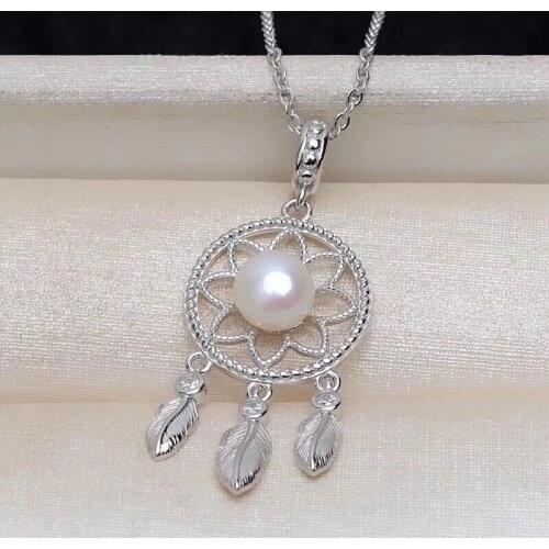 Bridal New DIY Mount 925 Sterling Silver Pendant Base Settings Mountings Findings Parts for Pearl Crystal Jade Agate 5pcs/lot