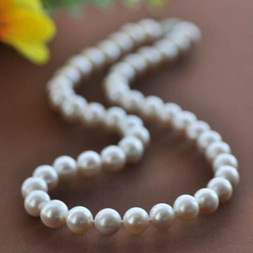 MCT·STAR Z10329 A+ 17"-24"10mm Round White Freshwater Pearl Necklace Sterling silver