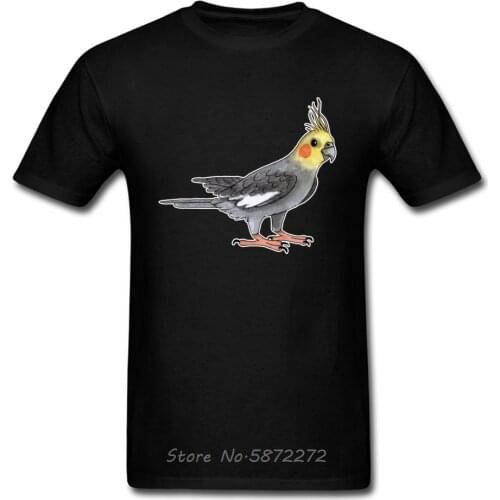 Simple Male T-Shirt Organic Cotton Student Birds Tshirt Custom Digital Print Tee Shirts For Boys Cockatiel Men T Shirt