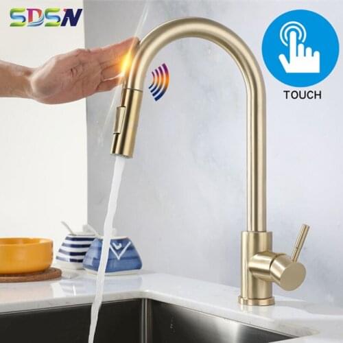 Touch Kitchen Faucet with Pull Down Sprayer Kitchen Mixer Tap 304 Stainless Steel Hot Cold Faucet Sensor Touch Kitchen Faucets