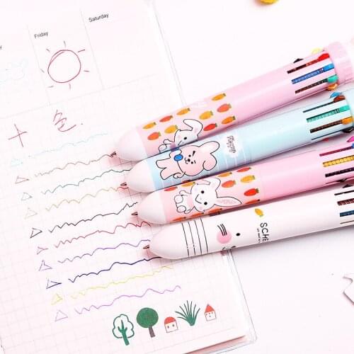 10pcs Cute Rabbit Ballpoint Pen Creative Fairy Tales Colors By Bullet Student Stationery