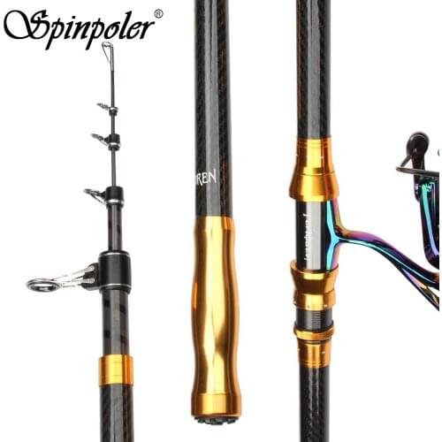 Spinpoler Power Telescopic surf Fishing Rod High Quality 3.6m-4.5m carbon fiber Spinning Long Throw Boats Sea Fishing Rod Tackle