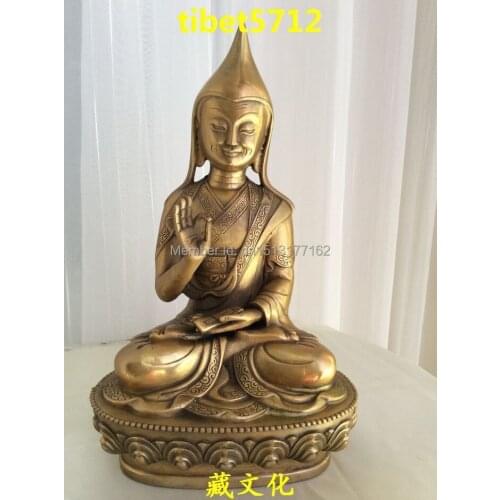 Ibetan Buddhist bronze LA MA BUDDHA, Tsongkhapa buddha statue 20 cm 1.2 KG Bronze Finish Buddha Healing Statue
