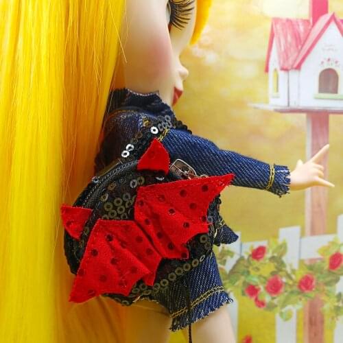 12inch Doll Shoulder Bag Portable Backpack For Blythe BJD Dolls Garment Dress Up Black
