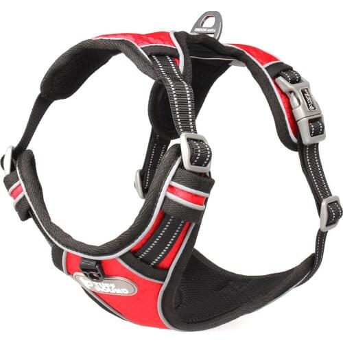 TUFF HOUND Reflective Nylon Large pet Dog Harness Collar Service Dog Ves Padded Adjustable Safety Vehicular Lead For Dogs Pet