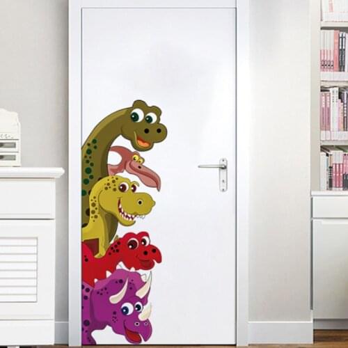 Funny Probe Dinosaur Behind The Door Room Decor Wall Decals Stickers Children Nursery Kids Bedroom Living Room Mural Wall Art