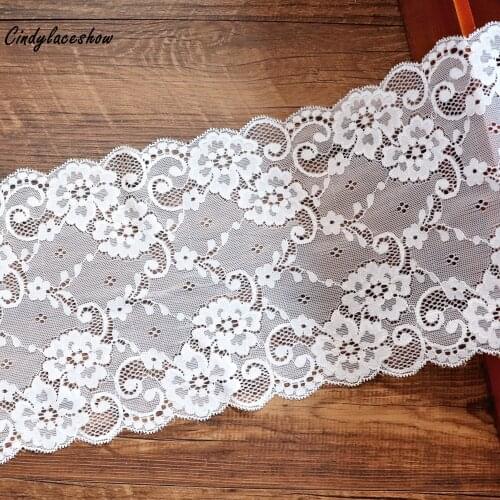 2 Yards 18 cm Wide White Elastic Stretch Lace Trim Ribbon Garment Lace Fabric Bra Apparel Lace Lingerie Garters Sewing Materials