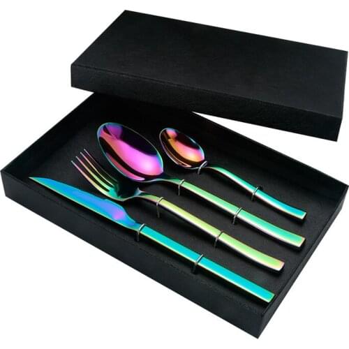 4 pcs/lot 410 Stainless Steel Thick Handle Western Food Knife, Fork and Spoon Gift Set Four Business Gift Sets Tableware