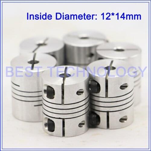 6pcs Flexible Shaft Coupling 12 x 14mm Clamp CNC Starter Shaft Coupling Connector Diameter 30mm Length 42mm