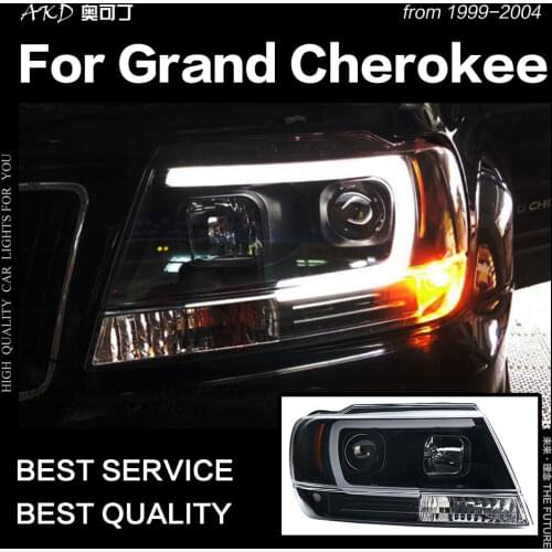 AKD Car Styling Head Lamp for Jeep Grand Cherokee Headlight 1999-2004 LED Headlight DRL Hid Bi Xenon Lens Auto Accessories
