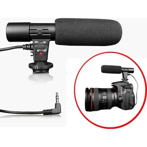 Pro Video Stereo Shotgun On-Camera Recording 3.5mm Microphone Microfone for Canon Nikon Pentax Olympus DSLR Camera