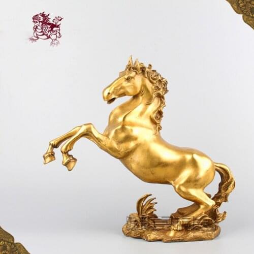 Large # bless Business Success luck Talisman # home office auspicious efficacious Talisman GOLDEN FENG SHUI horse copper statue