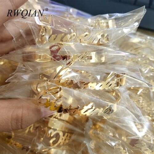 3 Size Custom Name Bracelet Personalized Stainless Steel Nameplate Bracelets DIY Baby Dad Mom Charm Family Jewelry for Women Men