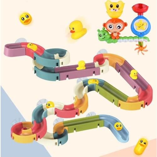 Baby Bathroom Bath Toys Duck DIY Track Bathtub Kids Play Water Games Tool Bathing Shower Wall Suction Set Bath Toy for Children