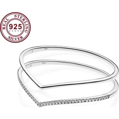 DoDoFly 2020 New 925 Sterling Silver Bracelet Fit Original Shimmering Wish Bangle Stack For Women DIY Jewelry Birthday Gift