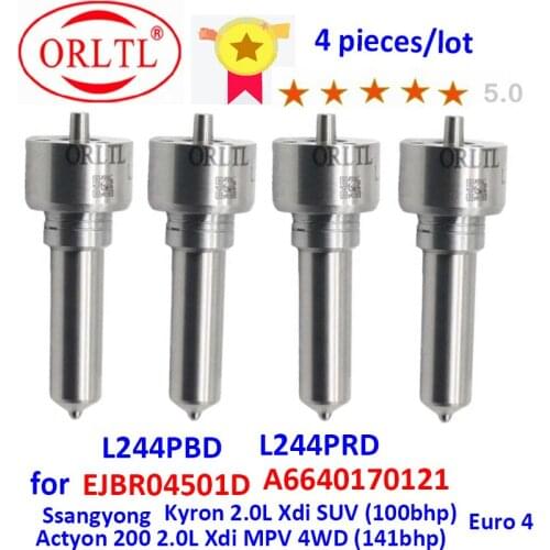 4 pieces L244PRD Diesel Injector Nozzle L244PBD Commmon Rail for EJBR04501D A6640170121 6640170121 Ssangyong Euro 4 D27DT