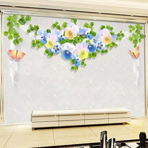 Photo Wallpaper European Pastoral Style Flowers Mural Living Room TV Sofa Bedroom Home Decor Wall Sticker Self-Adhesive Poster