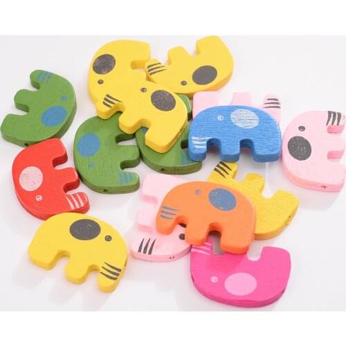 IYOE 30pcs/Lot 30mm Cartoon Wood Beads Cute Elephant Beads Spacer Beads For Making Keychain DIY Home Decor Accessories
