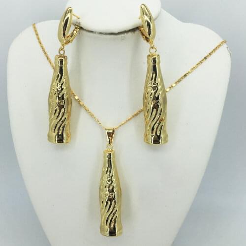 Fashion Dubai gold jewelry set African bridal wedding gift for women Saudi Arabia Necklace Earrings collar jewelry