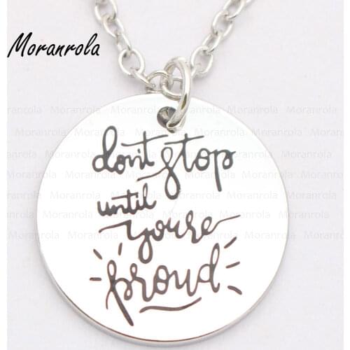 New arried "don't stop until you're proud "Copper necklace &Keychain,charm, Hand stamped Jewelry inspiration saying quote charm