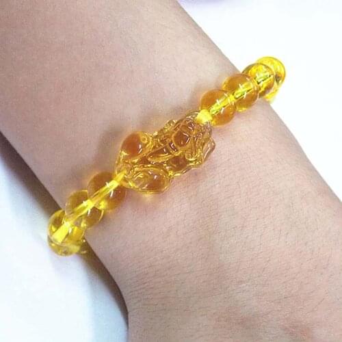 New Beads Crystal Bracelet for Men Women Lucky yellow Bracelet Citrines Animal Bracelet Original Brand Bracelet Jewelry Gift