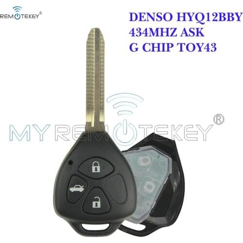 Remtekey DENSO HYQ12BBY Remote key TOY43 3 button for Toyota Camry Corolla car key 2006 2007 2008 2009 2010+434Mhz G chip