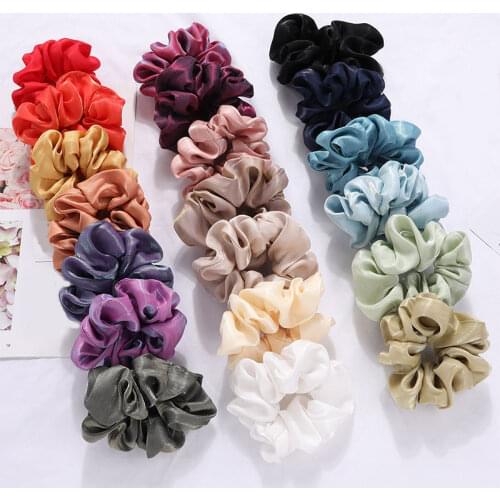 1PCS Satin Silk Bright Solid Color Scrunchies Elastic Hair BandsTies Women Girls Ponytail Holder Hair Rope Hair Accessories