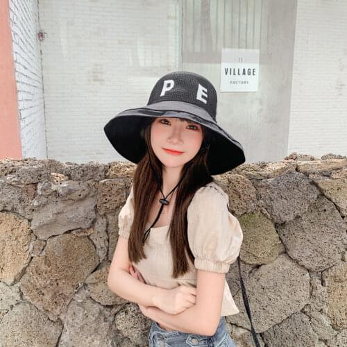 Fisherman hat female Korean version of the tide wild sun hat summer sunscreen breathable fashion letter travel sun hat