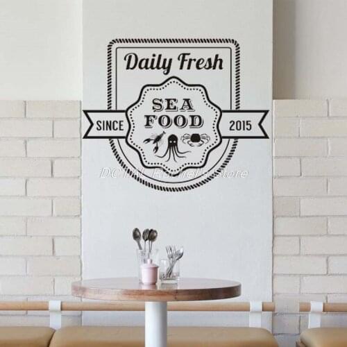 Seafood Restaurant Decor Lobster Crab Octopus Vinyl Wall Decal Kitchen Dining Room Sticker Bar Drink Art Sticker