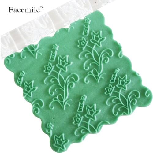 Facemile Rolling Pin Baking DIY Flower Textured Embossing Rolling Pin Transparent Embossing Fondant Tools Flowers 53-06